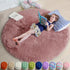 Blush Fluffy Round Rug 5Ft for Bedroom, Fuzzy Plush Circle Area Rugs