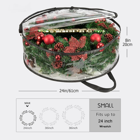 CINPIUK Clear Wreath Storage Bag, 24 Inch Heavy Duty Christmas Wreath Protector with Handle