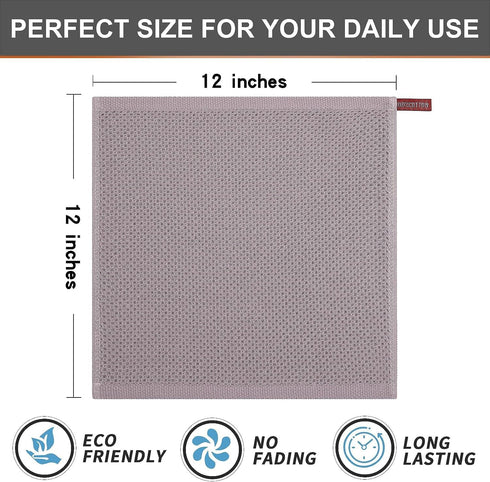 Kitinjoy 100% Cotton Kitchen Dish Cloths, 6 Pack Waffle Weave Ultra Soft Absorbent Towels, 12 x 12 Inches