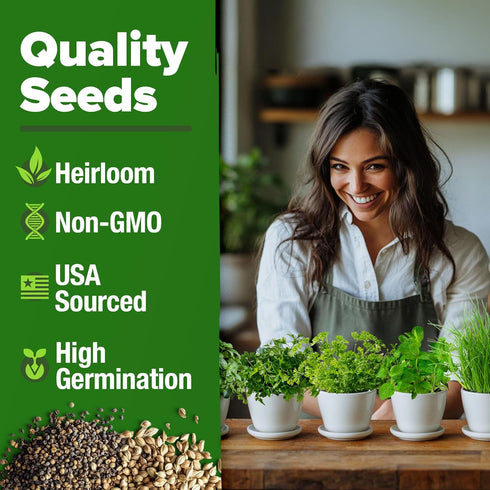 5 HOME GROWN Indoor Herb Garden Starter Kit Complete Herb Grow Kit with Basil, Cilantro, Mint, Parsley & Thyme
