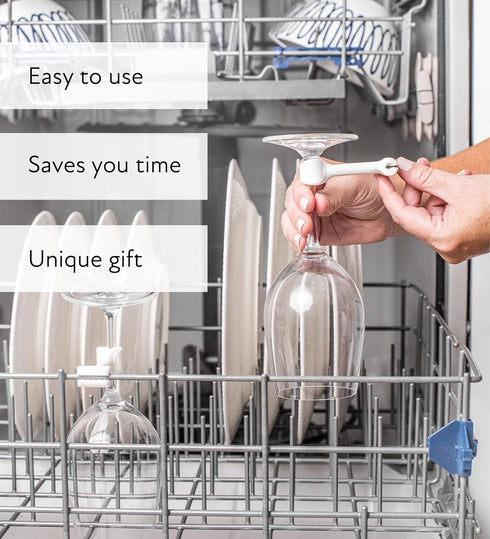 Dishwasher Attachment, Wine Glass Clip Kitchen Gadget for Cleaning Stemware, BPA Free Silicone, Set of 4