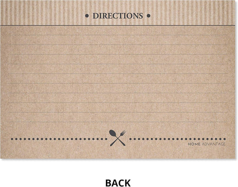 50 Farmhouse Rustic Recipe Cards 4x6, Double-Sided Kraft Design
