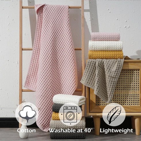 SK Studio 6 Set 2 2 2 Piece Cotton Hotel Waffle Towel - Bath, Hand, Washcloths - Large, Absorbent, Quick Dry