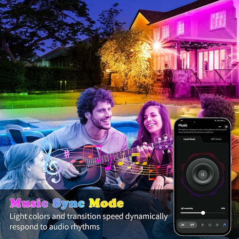 IP68, KSIPZE Outdoor led Strip Lights Waterproof RGB Outdoor led Lights with Button & Bluetooth App Control, Music