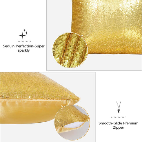 Poise3EHome 12x20inches Sequin Pillow Covers, Satin Decorative Pillow Cases for Throw Pillows, Christmas (Gold, 1PCS)