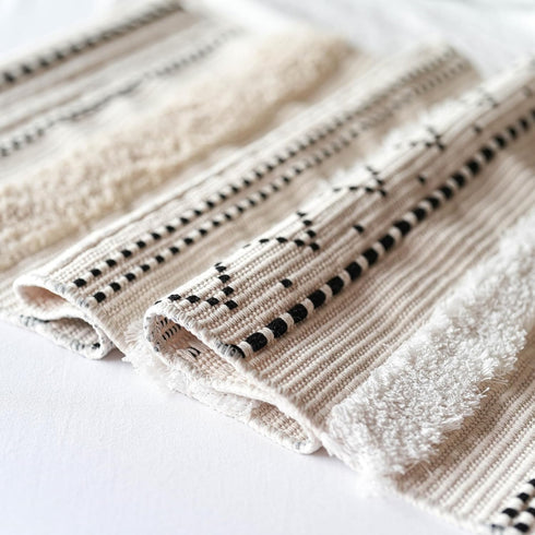 16x39 INCH BlissBlush Long Vertical Wall Hanging Tapestry Woven Boho Farmhouse Decor Black Beige Cream Tassel Handmade