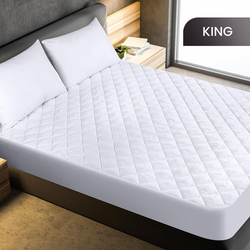 Utopia Bedding Quilted Fitted Mattress Pad, King Size, Elastic Protector, Machine Washable