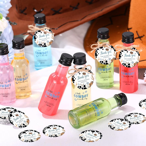 Funnymoom 50 Sets 1.7oz/50ml Cowboy Baby Shower Favors for Guests Mini Liquor Bottles and Thank You Cards Funnels Empty