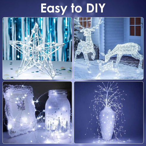 4-Pack 16FT 50 Fairy Lights Battery Operated with Timer, Waterproof LED String Lights Indoor Outdoor, Cuttable Starry