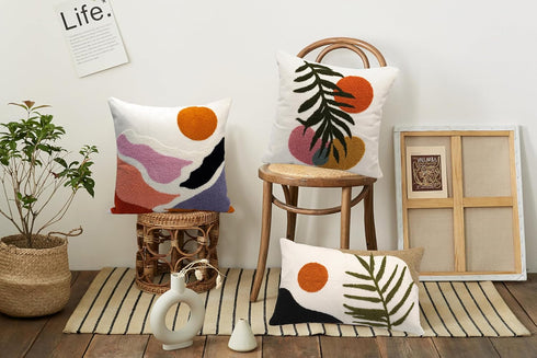 18x18 1PC) Boho Decorative Throw Pillow Covers Textured Mid Century Modern Pillow Covers Aesthetic Abstract Geometric