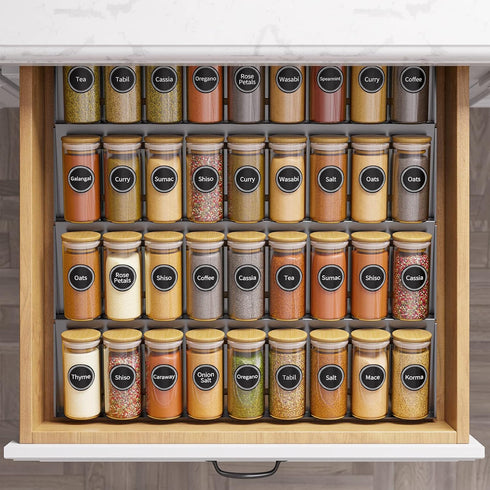 36 4oz SpaceAid Pcs Spice Jars with Bamboo Lids and Labels, Empty Glass Spice Bottles, Minimalist Farmhouse Spice
