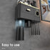 2 iHave Toothbrush Holders Wall Mounted with Toothpaste Dispenser & Cups - Luxury Black and Gold Design for Bathroom