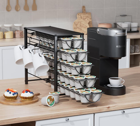 HFHOME Coffee Pod Holder for Counter, Compatible with K-Cups, 70 Capacity Pods Organizer (Black)