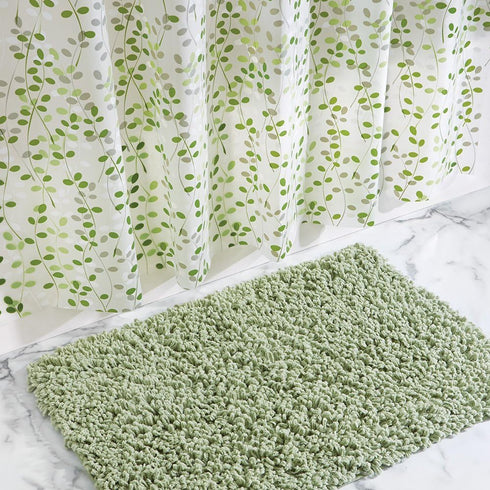 iDesign Vine Bathroom Shower Curtain, Waterproof PEVA, 72" x 72", Green/White