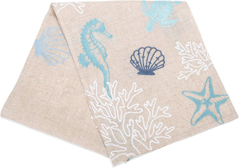 DII Design Imports Seashore Table Runner Embroidered