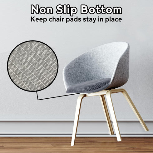 Large Grey Kitchen Chair Cushions, Washable Non-Slip Foam Office Seat Pads, Thick Wooden Metal Tapered Dining, 17" x 16"