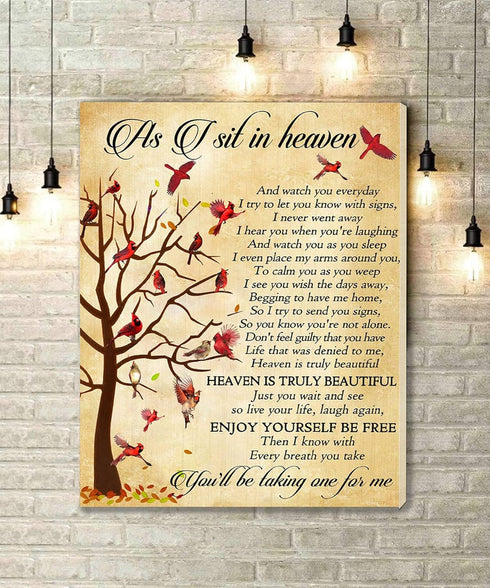 KEJPU Canvas Wall Art Cardinal, "As I Sit In Heaven You'll Be Talking One For Me" Artwork for Living Room Decor, 8"x12"