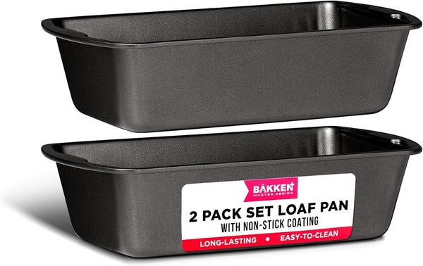 Bakken Swiss Loaf Pan Set, 2-Piece Deluxe Nonstick Carbon Steel Bakeware for Perfect Bread and Cakes