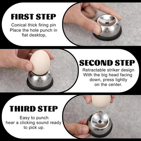 APLZGMG Stainless Steel Egg Piercer for Hard Boiled Eggs with Retractable Pin, Heavy Duty Egg Poker to Get Good Hard