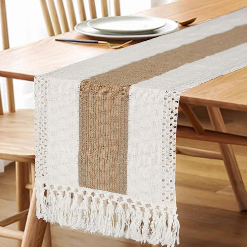 36 Inches (12x36 Inches) FEXIA Boho Table Runner for Thanksgiving Home Decor with Tassels Long Farmhouse Rustic Table