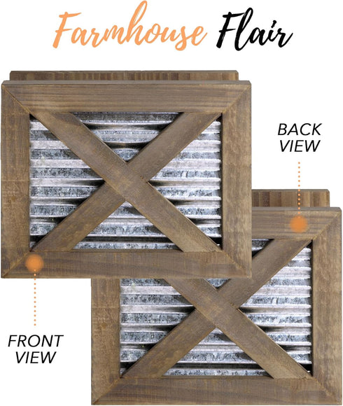 Autumn Alley Wooden Napkin Holder - Classic Barn Door Design with Galvanized Metal - Rustic Farmhouse Kitchen Décor