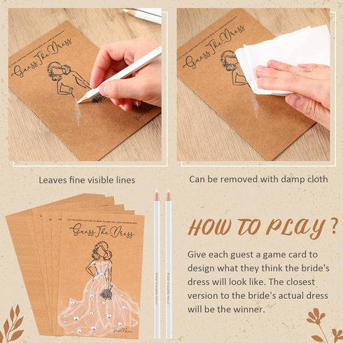 Sinload 30 Sets 30 30 Guess the Dress Bridal Shower Games for Guests Include Wedding Shower Games Cards Water Soluble