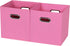 Fabric Storage Bins Cube, 11x11x11 Fabric Cubby Organizer Baskets with Handle, Set of 2 Foldable Storage Boxes (Pink)