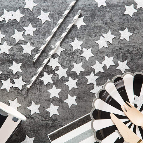 MOWO Glitter Star Confetti Wedding Party Decor, 1.2’’ Diameter, Silver Glitter, 200pc