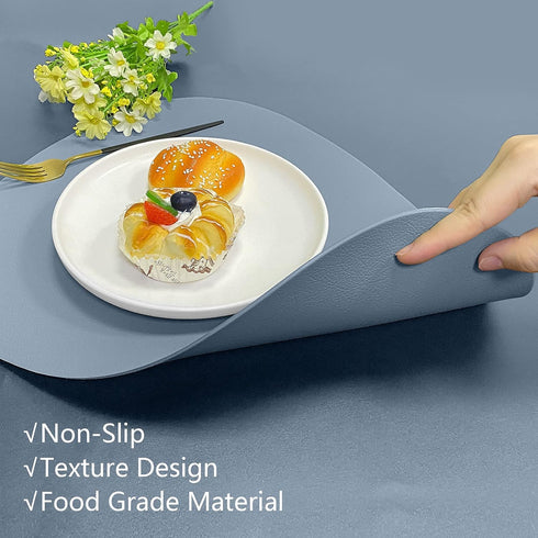 Herda Set of 6 Placemats for Dining Table, Faux Leather Wipeable Washable Mats for Round Kitchen Dining Patio