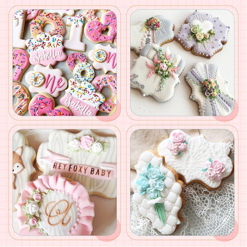 Plaque Frame Cookie Cutter Set, 4Pcs/Set, Stainless Steel Pastry Biscuit Cutters Mold (Style 2)