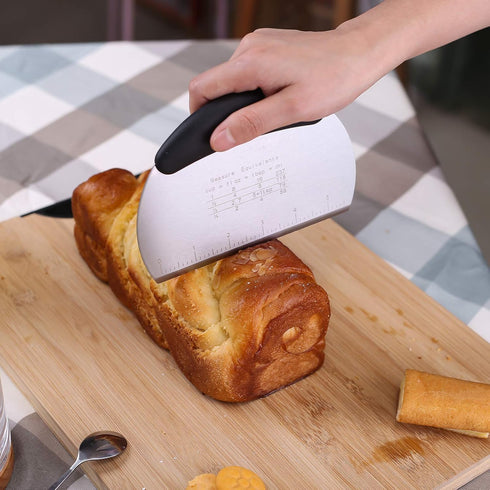 1 pcs Dough Pastry Scraper Chopper/Stainless Steel Dough Scraper Cutter with Ergonomic Rubber Non-Slip Grip