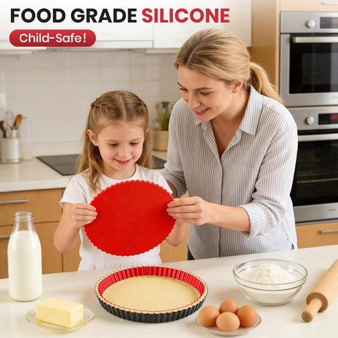 Kit,9 Inch Tart Pan Tart Pans with Removable Bottom,Non-stick Fluted Quiche Pan with Silicone Crust Shaper,Pie