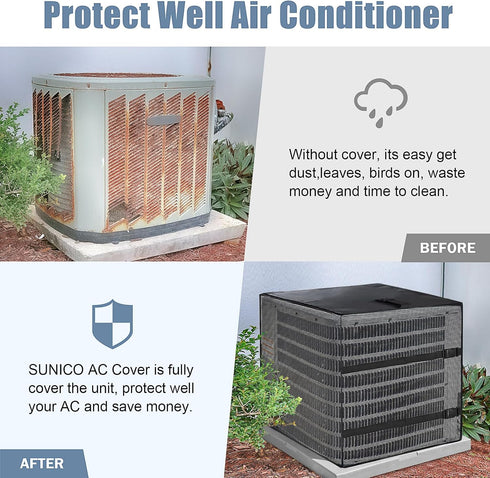 Air Conditioner Covers for Outside, Breathable Full Mesh, Waterproof Top, 32"W x 32"D x 36"H
