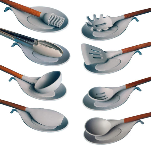 Silicone Spoon Rest for Stove Top, HEAT RESISTANT Kitchen Utensil Holder for Large Tools, Easy Clean