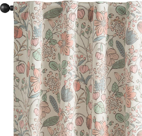 84 Inch Set 2 Vangao Pink Nursery Curtains for Girls Room Floral Blackout Curtains Length Farmhouse Drapes for Bedroom