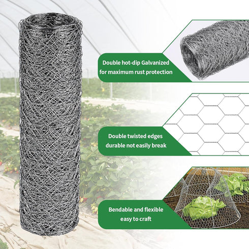 13.8 49 ROADPLUM in x ft Chicken Wire Fencing, Rustproof Galvanized Iron Chicken Wire Mesh for Pet Rabbit, Floral
