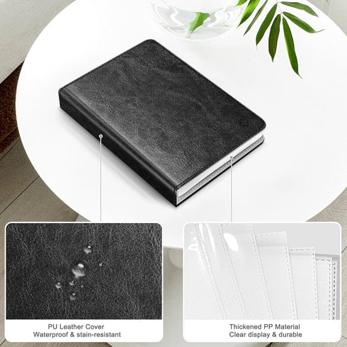 Fintie Photo Album for 3.5x4.25 Inch Polaroid Films - 64 Pockets, Vintage Black, Compatible With Fujifilm Instax