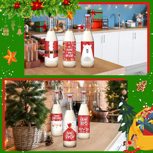 6 Set 16 oz Sieral Coquito Bottles Christmas Swing Top Glass Bottles Flip Top Brewing Bottle for Vanilla Extract