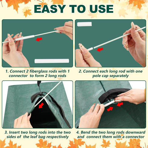 2 Pack 60 Gallon Large Leaf Collector, Dustpan-Style Lawn and Leaf Bags, Collapsible Yard Waste Bags Easy Storage