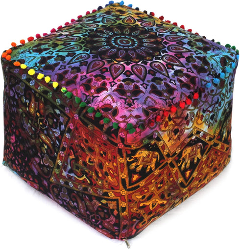 CRAFT KALA Square Mandala Floor Pillow Cushion Cover Seating Throw Cover Hippie