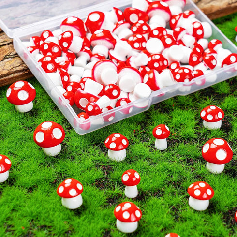 MGZTTHW 120 pcs Cute Mini Resin Mushrooms Craft Figurines for Fairy, Micro Landscape & Bonsai Gardens; Mushroom Cake