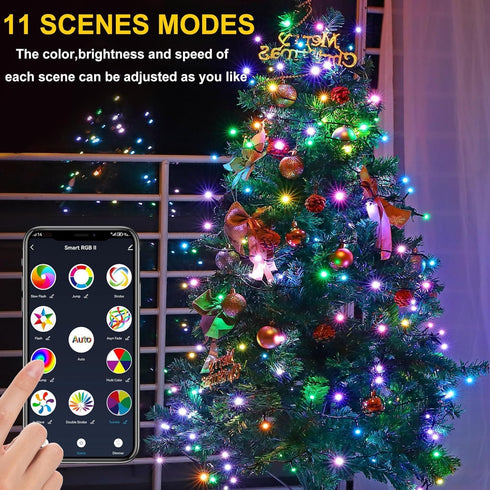 PMS (66ft-200LED) Smart WiFi LED Christmas Lights, APP-Controlled RGB Fairy String Lights, Ideal for Xmas Tree, Garden