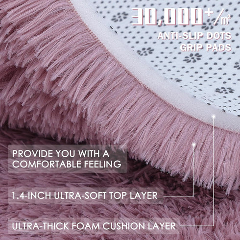 5 OLANLY Blush Round Rugs for Bedroom - Machine Washable, ft Circle Area Rugs for Living Room, Soft and Fluffy Shaggy