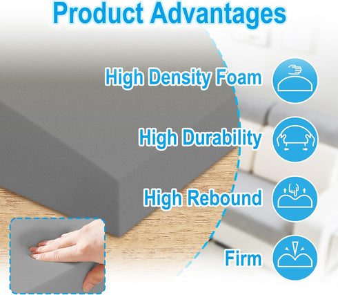 moonoom 20" 20" (2) x Foam Cushion Couch Cushion Support - Living Room Sofa Sag Support - High-Density Sag Repair