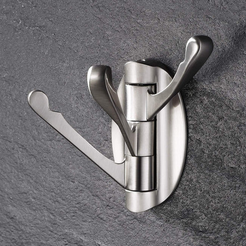 KES Solid Metal Swivel Hook - Heavy Duty Folding Swing Arm Triple Coat Hook, Brushed Nickel, A5060-2