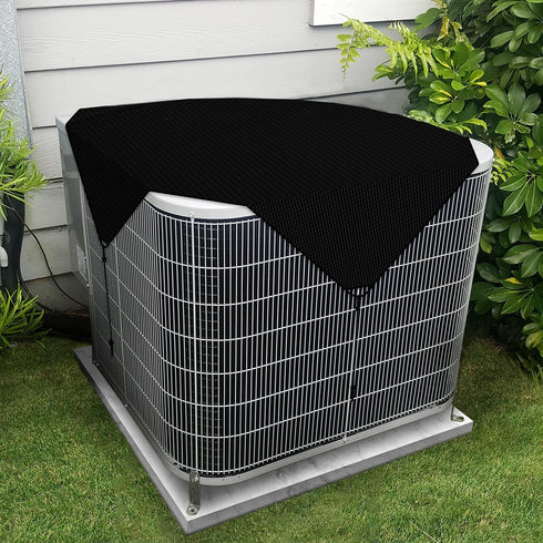 Patio Outdoor AC Unit Cover, 28"x28" Solid Black for Winter Air Conditioner Compressor with Bungee Cords