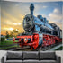 Sunset 80X60 Inches DYNH Steam Train Tapestry, Old Engine Train on Railroad Track Tapestries,Natural Scenery Sunrise