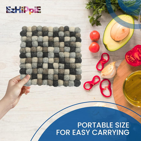 20 CM Woollen Pot Trivet with Heat Resistance, Handmade Non-Slip Pan Holder from Nepal, Absorbent Felt Ball Pad for