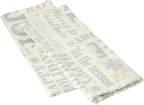 DII Christmas Dish Towels Decorative Metallic Holiday Kitchen Towel Set, 18x28, Silver Collage, 2 Count