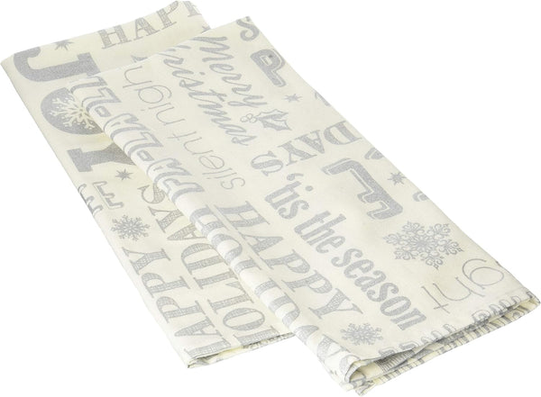 DII Christmas Dish Towels Decorative Metallic Holiday Kitchen Towel Set, 18x28, Silver Collage, 2 Count